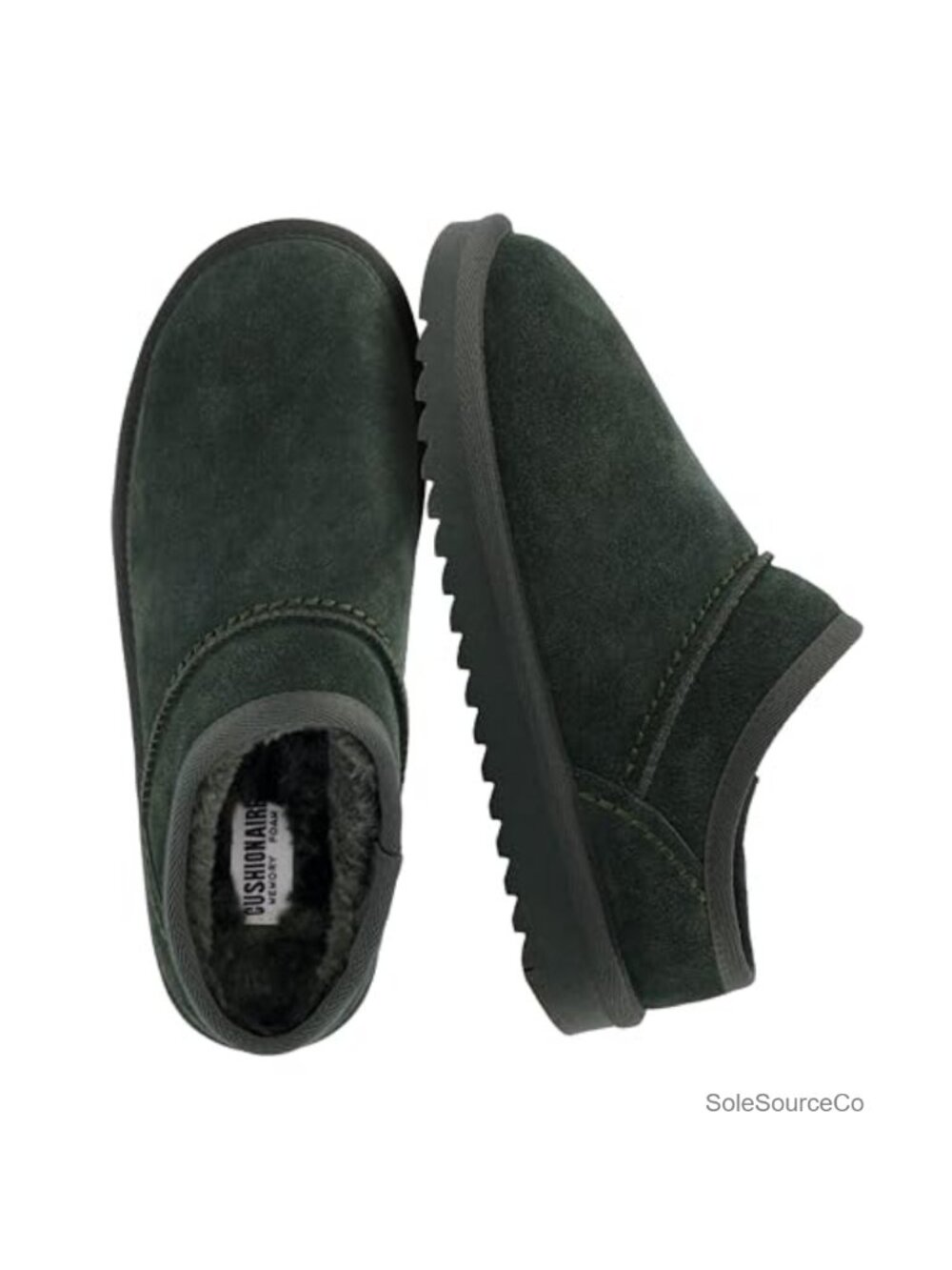 Cozy Suede Slippers with Faux Fur Lining, Memory Foam, Slip-On Mules Non-Slip
